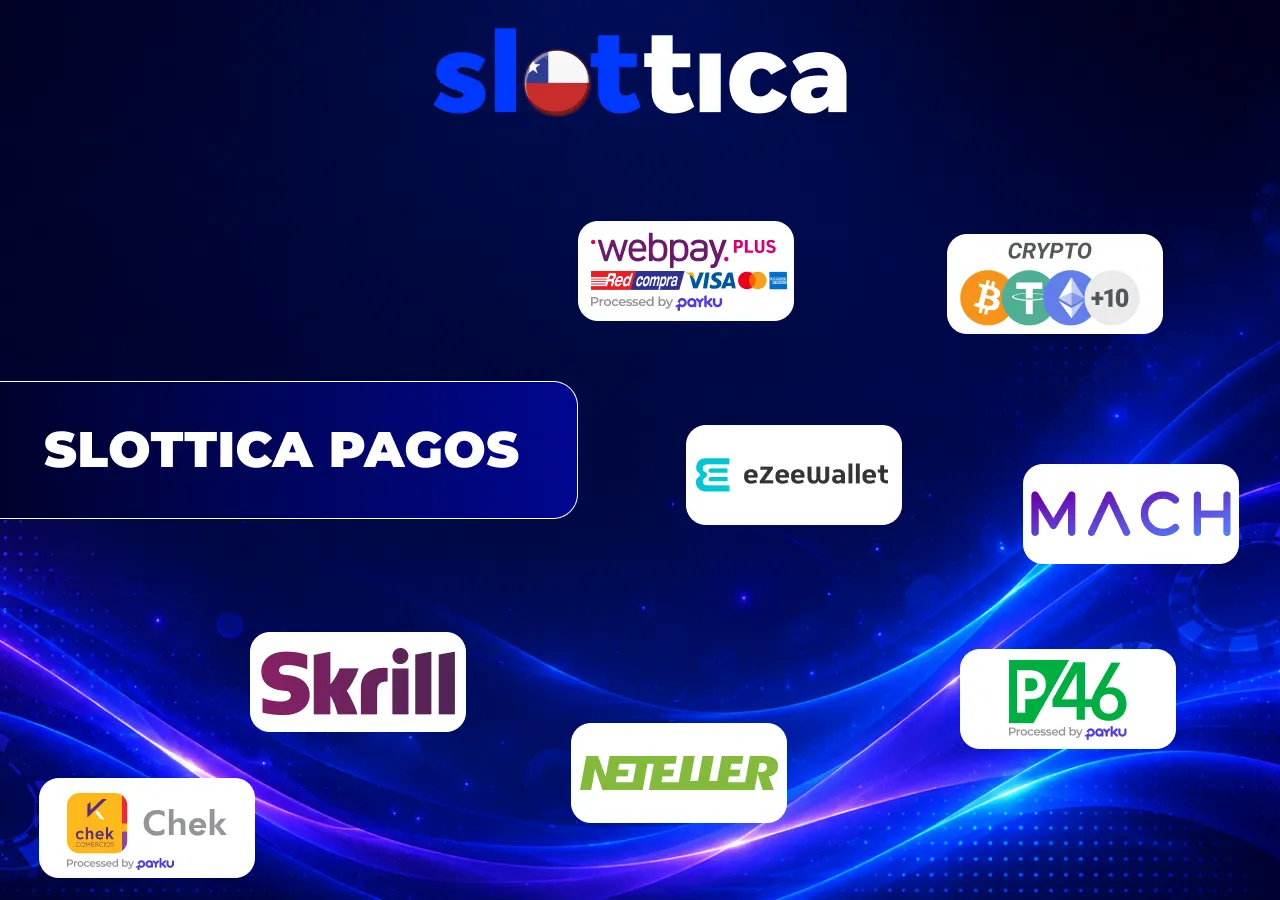 Métodos de pago de Slottica con Skrill, Neteller, MACH, criptomonedas y otras opciones de depósito.